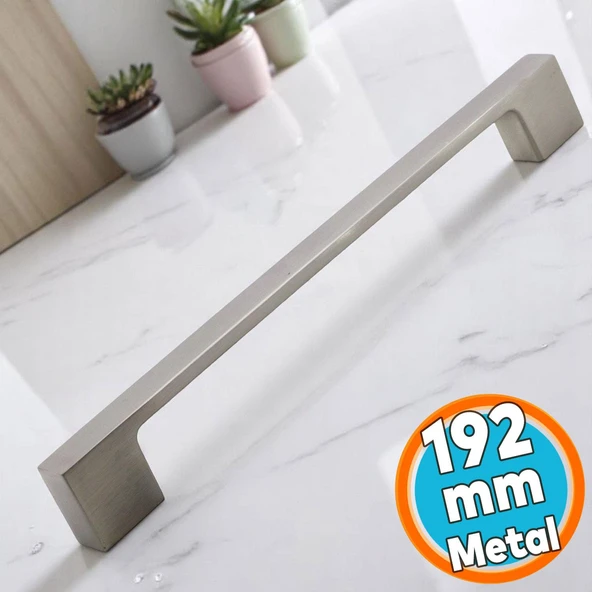 Mobilya Mutfak Çekmece Dolap Dolabı Kapak Kulbu Kulpu Kulpları (192 mm - 19.2 cm) İnox Metal Kulp ürün görseli