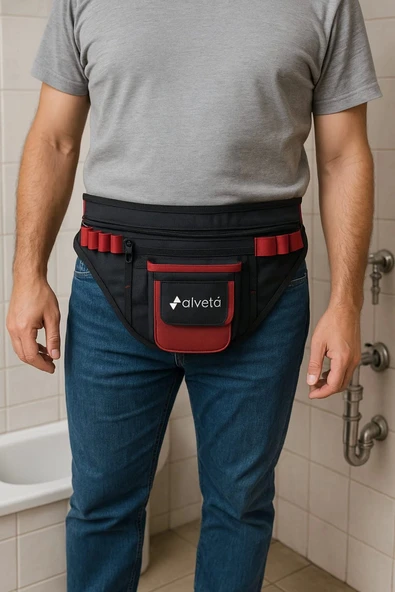 Alveta Profesyonel Universal Bel Tipi Takım Kemeri Elektrikçi Sucu Kalıpçı El Aletleri Çantası 8684250505