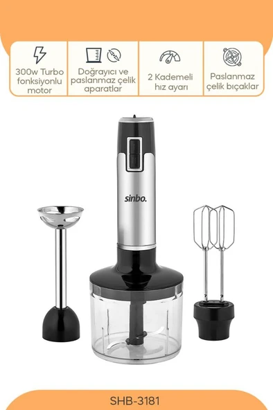 Sinbo SHB-3181 3 Fonksiyonlu Multi Blender Set