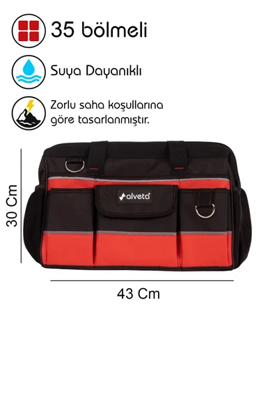 Alveta Profesyonel Hırdavat El Aletleri Tamir Bakım Onarım Takım Çantası L Boy Omuz Askılı 8684250502 - 3