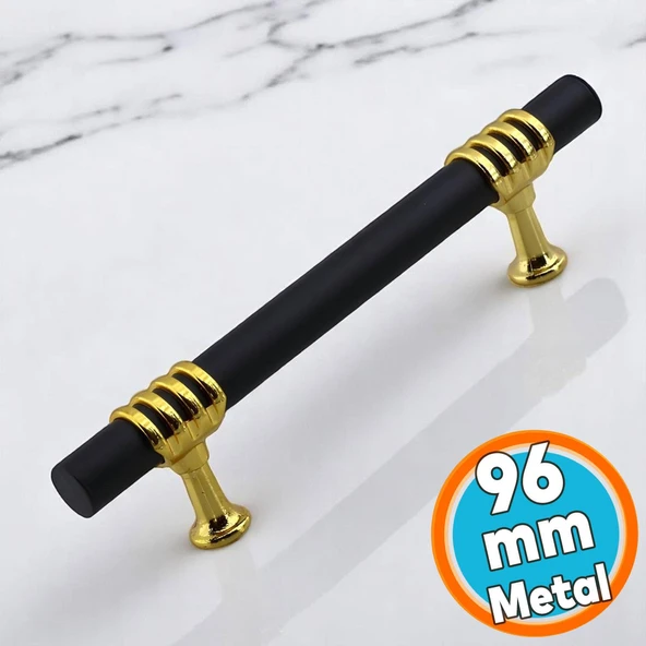 Mobilya Mutfak Dolabı Çekmece Dolap Kulpları Kapak Kulpu Kulbu Siyah Altın 96 mm Metal Kulp 9.6 Cm