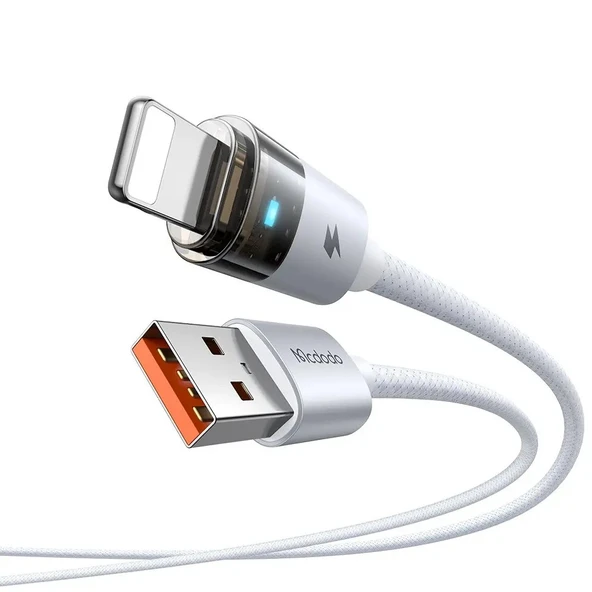 Mcdodo CA-6912 30W Işıklı Usb iPhone Şarj Data Kablosu 1.2m Beyaz - 3