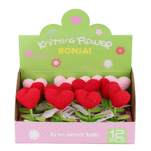 FL-7 12Lİ Kroşe Örgü Saksıda Kalp - 1 Adet Stokta Olan Gönderilir ürün görseli 1