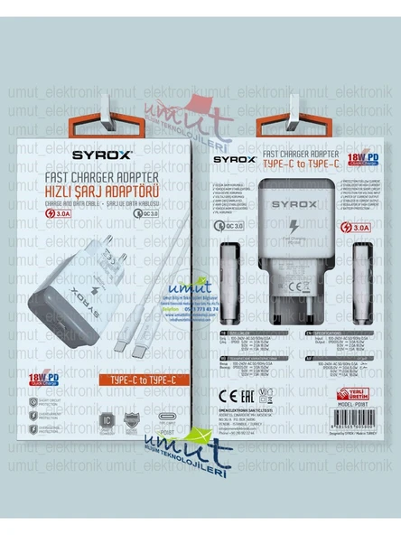 Umut Biliim Teknolojileri _ Pd18t-type-c Giriş Başlık+type-c Kablo 3.0a 18w Pd Quıck Şarj Type-c set 18Watt hızlı şarj adaptörü - 3