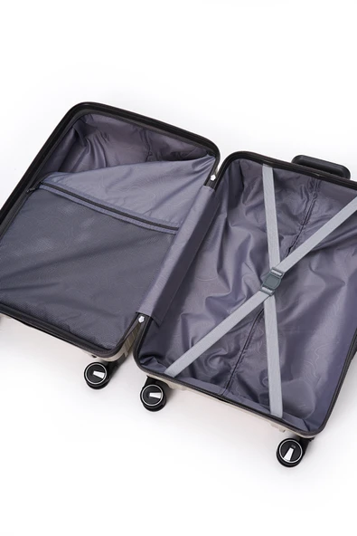 Elatae Exclusive Pro Polipropilen Kabin Boy Kırılmaz Valiz Bej - Antrasit 5239 - Resim 3