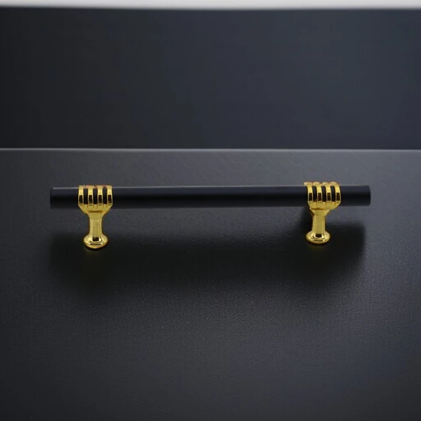 Mobilya Mutfak Dolabı Çekmece Dolap Kulpları Kapak Kulpu Kulbu Siyah Altın 160 mm Metal Kulp 16 Cm - Resim 4