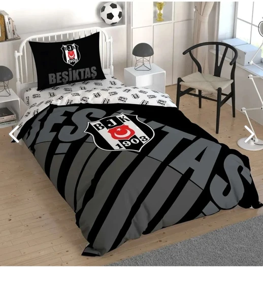 BRF LİSANSLI TEK KİŞİLİK NEVRESİM TAKIMI BEŞİKTAŞ SİYAH LOGO ürün görseli