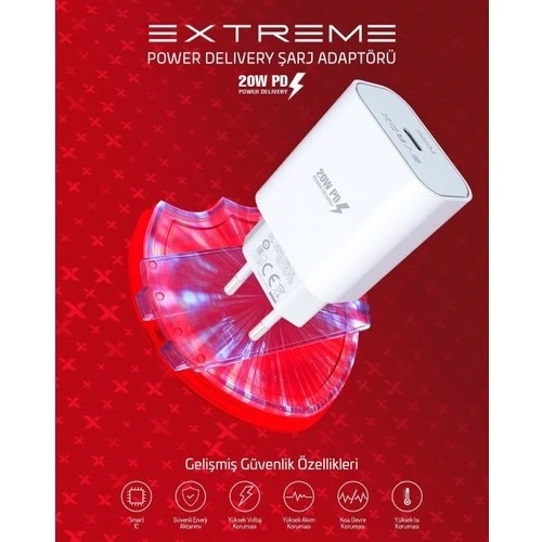iPhone 12 Pro Max uyumlu Type-C çıkışlı 20W PD Şarj Adaptörü-(Kablosuzdur.Şarj Kablosu yoktur.) - 3
