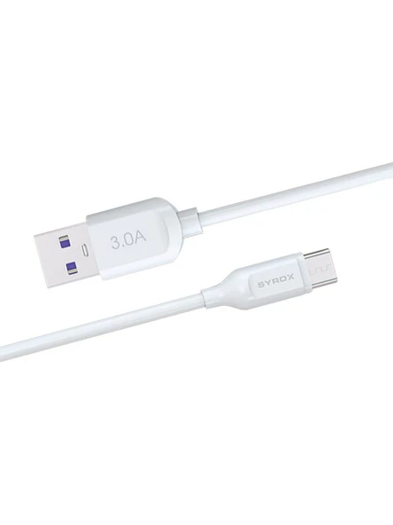 Micro USB Girişli Tablet ve Telefonlara Uyumlu Hızlı Şarj ve Data Kablosu 1mt 3.0A 18W Beyaz
