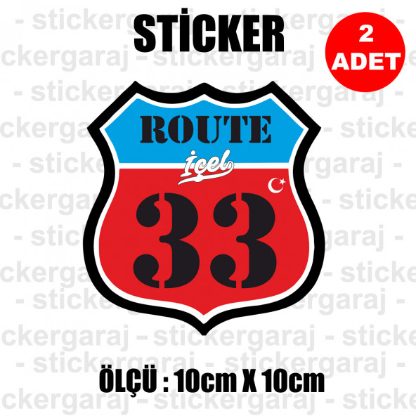 33 İÇEL 2 adet plaka sticker - il şehir rota etiket - kask motosiklet otomobil araba pc laptop bilgisayar cam uyumlu ürün görseli