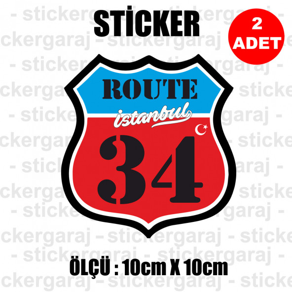 34 istanbul 2 adet plaka sticker - il şehir rota etiket
