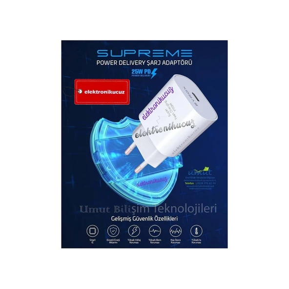 Samsung Galaxy Z Flip 5 Uyumlu 25W Type-C To Type-C Super Hızlı Şarj Cihazı / Şarj Aleti Beyaz - 3