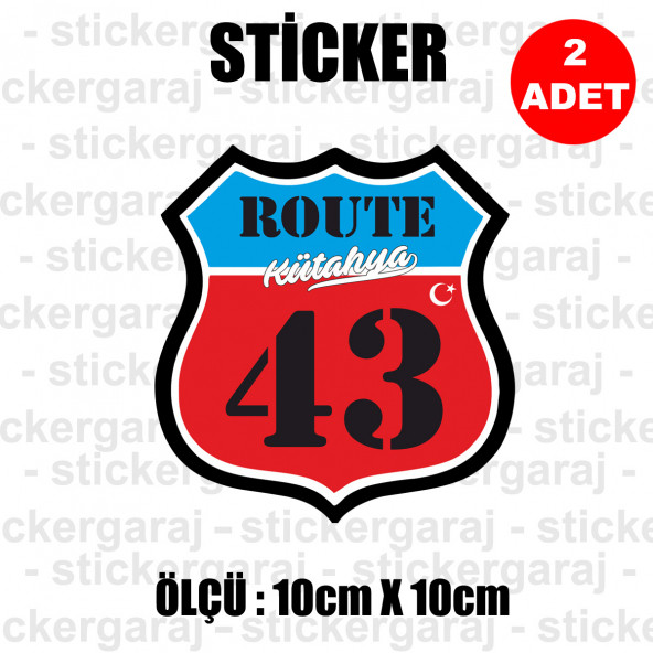43 kütahya 2 adet plaka sticker - il şehir rota etiket - ürün görseli