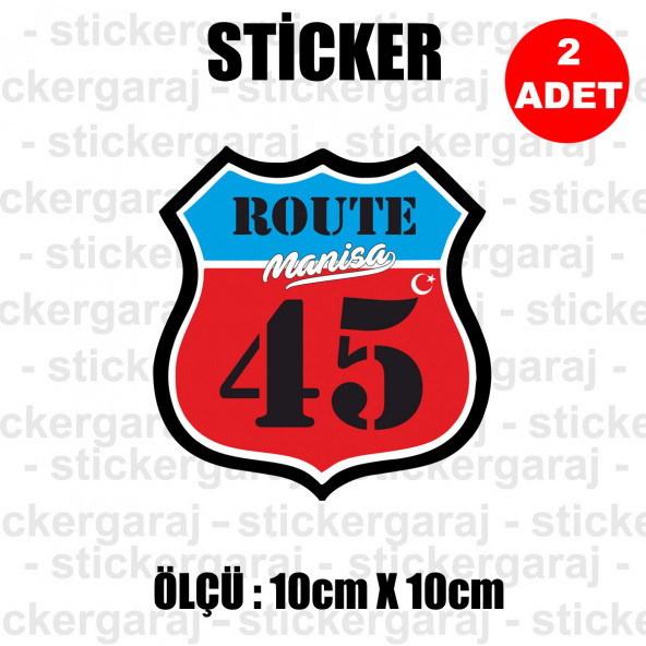 45 manisa 2 adet plaka sticker - il şehir rota etiket - kask motosiklet otomobil araba pc laptop bilgisayar cam uyumlu ürün görseli