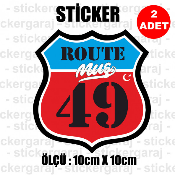 49 muş 2 adet plaka sticker - il şehir rota etiket - kask motosiklet otomobil araba pc laptop bilgisayar cam uyumlu ürün görseli