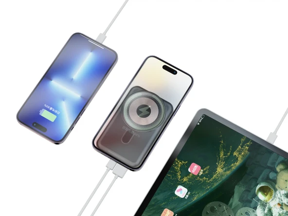 10000 mAh 15W Kablosuz Şarj Özellikli Taşınabilir Şarj Cihazı MacSafe Özellikli - 2