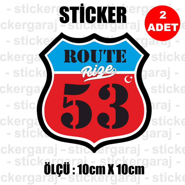 53 rize 2 adet plaka sticker - il şehir rota etiket - kask motosiklet otomobil araba pc laptop bilgisayar cam uyumlu
