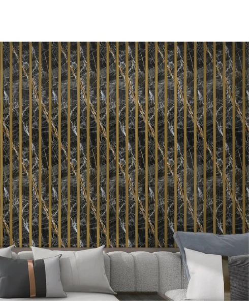 120cmx300cm Tek Parça Yapışkanlı Rulo Gold Mermer Desenli Parlak Duvar Paneli Kağıdı Florya QM0139 - Resim 3