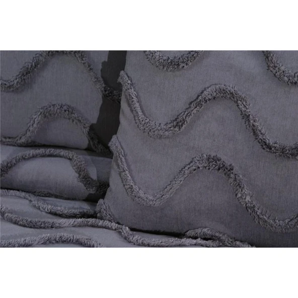 Ekol Sarmaşık Model 3 Parça Antrasit Rengi 1 Yatak Örtüsü (240x250 cm) +2 yastık kılıfı (50x70) cm - 2
