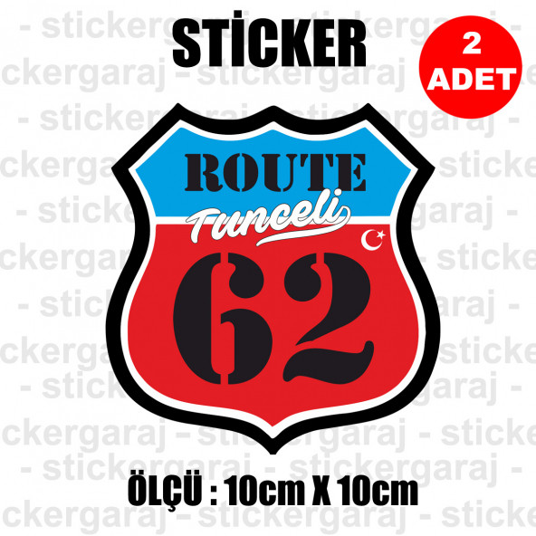 62 tunceli 2 adet plaka sticker - il şehir rota etiket ürün görseli