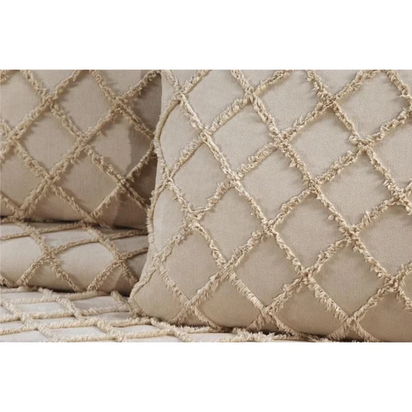 Ekol Baklava Model 3 Parça Cappuccino Rengi 1 Yatak Örtüsü (240x250 cm) +2 yastık kılıfı (50x70) cm - 2