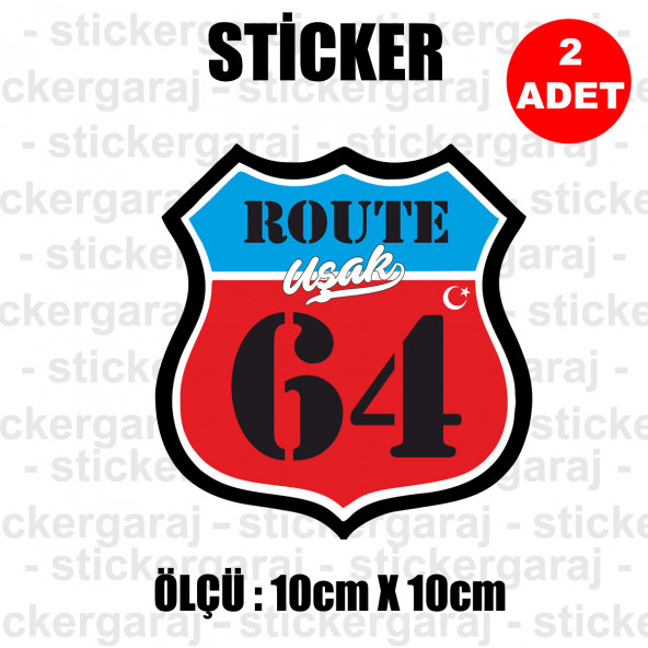 64 uşak 2 adet plaka sticker - il şehir rota etiket - kask motosiklet otomobil araba pc laptop bilgisayar cam uyumlu