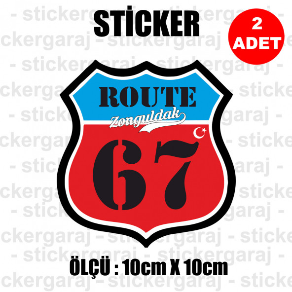 67 zonguldak 2 adet plaka sticker - il şehir rota etiket