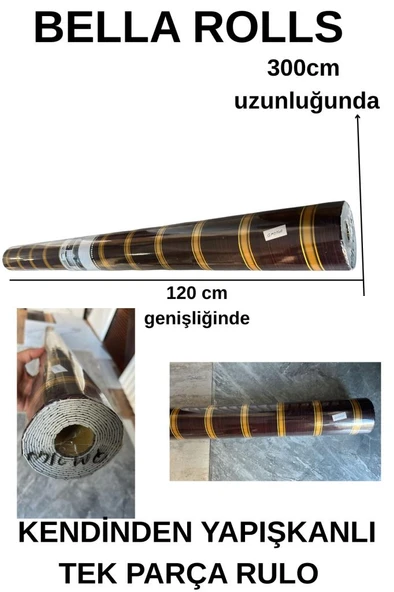 120cmx300cm Tek Parça Yapışkanlı Rulo Gold Çizgili Eskitme Parlak Duvar Paneli Kağıdı Pendik QM0140 - 2