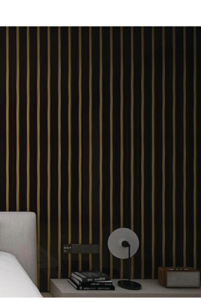 120cmx300cm Tek Parça Yapışkanlı Rulo Gold Çizgili Eskitme Parlak Duvar Paneli Kağıdı Pendik QM0140 - 4
