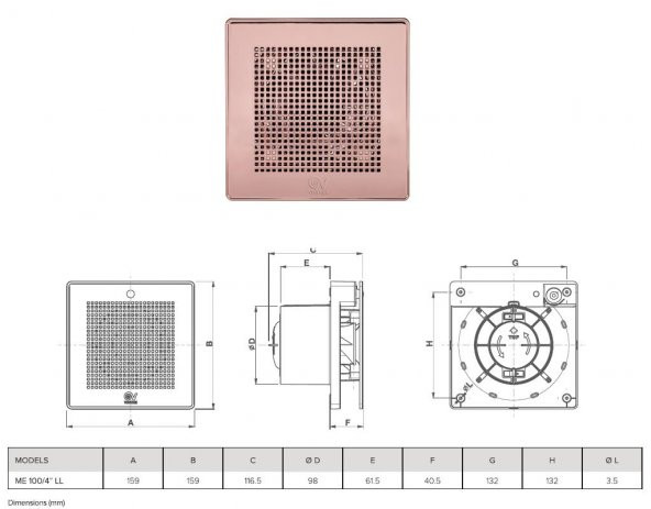 Vortice Punto Evo Gold Rosa Pink Mimari Uygulama İdeal Tasarım Kesintisiz Çalışma Havalandırma Fanı Banyo Mutfak AGMair Agm - 6