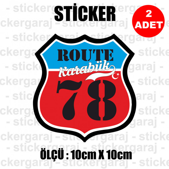 78 karabük 2 adet plaka sticker - il şehir rota etiket - ürün görseli