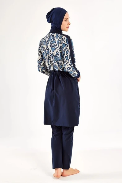 Adasea 251213 Feyra  Lacivert  Tam Boy Kapalı Tasarım  Tesettür Mayo - 6