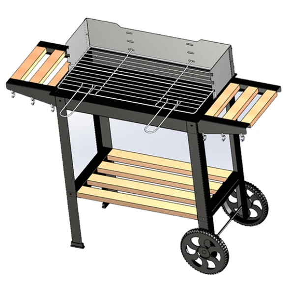 Wetterstein Tekerlekli Mangal, Ahşap Sehpalı/Raflı, Barbekü S MODEL - 3