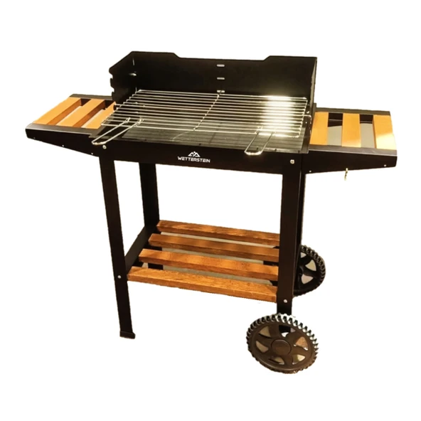 Wetterstein Tekerlekli Mangal, Ahşap Sehpalı/Raflı, Barbekü S MODEL - 2