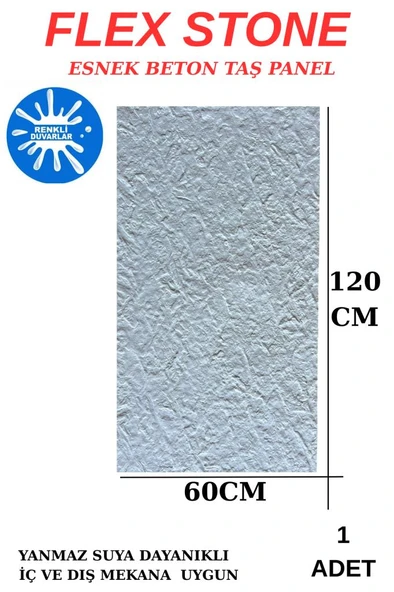 Felix Stone 60cmx120cm Esnek Taş Beton Panel Suya Ateşe Neme Dayanıklı Bahçe Ev Ofis Karavan Kaplama - 2