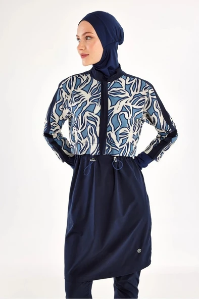 Adasea 251213 Feyra  Lacivert  Tam Boy Kapalı Tasarım  Tesettür Mayo - 3