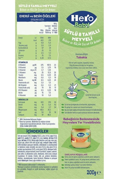 Hero Baby Sütlü 8 Tahıllı Meyveli Kaşık Mama 200g - 5