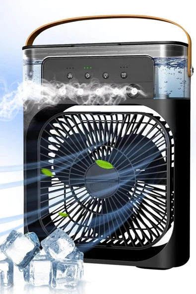 Blic BWFN10 Siyah Buzlu Vantilatör Mini Fan 5 Spreyli Su Püskürtmeli 600 ML Buhar Makinesi Nemlendirici Mini Klima