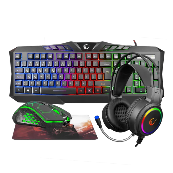 Rampage KM-404 ARGENTI USB Rainbow Gaming Combo Set Klavye+Mouse+MousePad+Kulaklık
