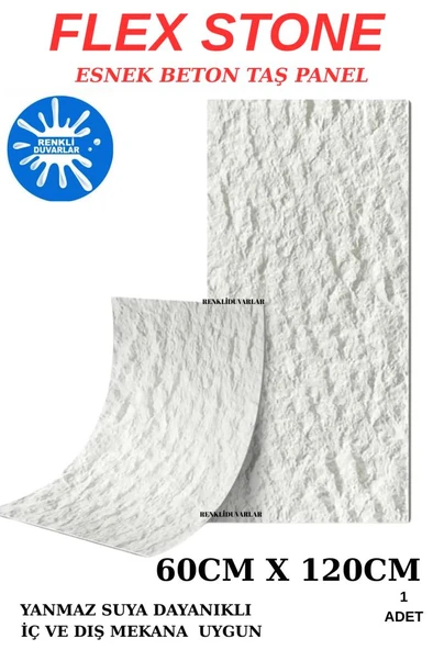Felix Stone 60cmx120cm Esnek Taş Beton Panel Suya Ateşe Neme Dayanıklı Bahçe Ev Ofis Karavan Kaplama