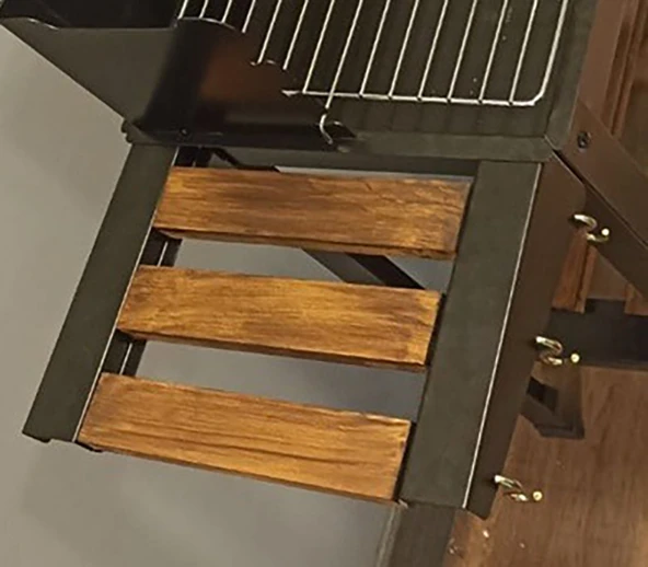 Wetterstein Tekerlekli Mangal, Ahşap Sehpalı/Raflı, Barbekü S MODEL - 8