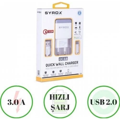 HüSo_Samsung Galaxy Z Flip 5G Uyumlu Type-C Girişli Hızlı Şarj Cihazı Seti Adaptör+Kablo Q32 3.0A - 3
