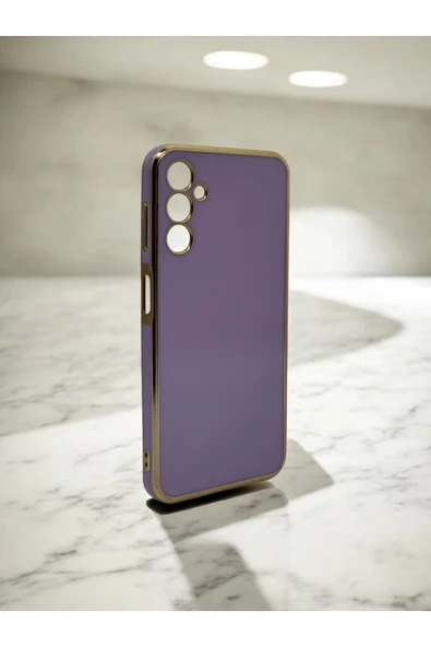 DUBİGOLD SAMSUNG A14 UYUMLU PARLAK GOLD DETAYLI BARK TELEFON KILIFI - 5