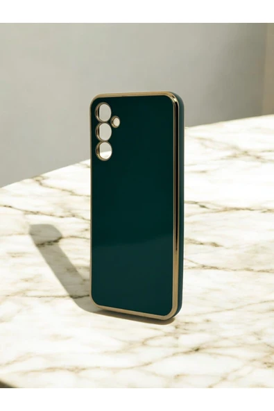 DUBİGOLD SAMSUNG A14 UYUMLU PARLAK GOLD DETAYLI BARK TELEFON KILIFI - 5