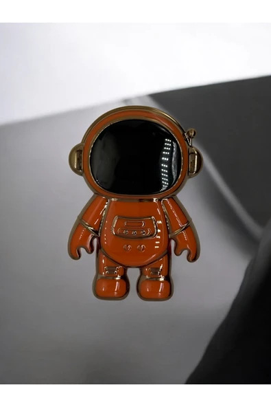 DUBİGOLD TELEFON KILIFI İÇİN ASTRONOT STAND APARATI TELEFON TUTUCU UYUMLU YATAY DİKEY STAND - TURUNCU