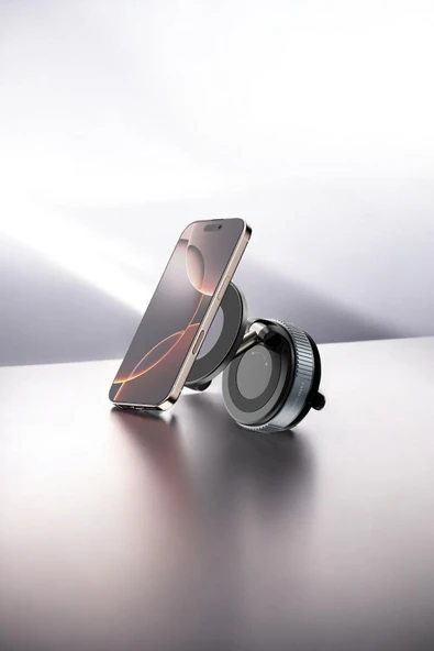 DUBİGOLD 360° Dönebilen 270° Katlanabilir Vakumlu Vantuzlu Manyetik Arabalar İçin Çelik Telefon Tutacağı