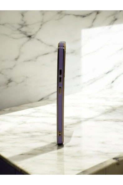 DUBİGOLD SAMSUNG A34 UYUMLU PARLAK GOLD DETAYLI BARK TELEFON KILIFI - 3
