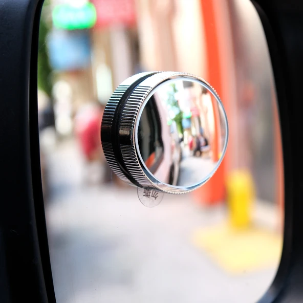 Vantuzlu Oto Kör Nokta Aynası Ayarlanabilir Tak-çıkar Dönerli Prizmatik 360 Derece Krom Çerçeveli - 2