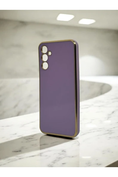 DUBİGOLD SAMSUNG A14 UYUMLU PARLAK GOLD DETAYLI BARK TELEFON KILIFI - 4