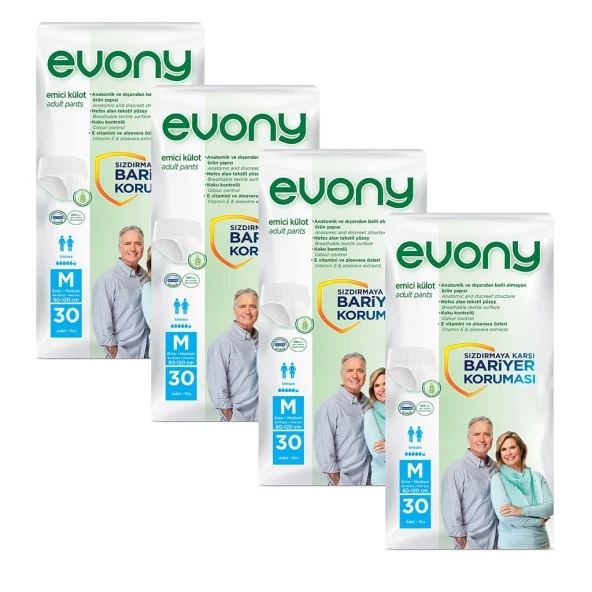Evony 5.5 Damla Orta Boy (M) 30'lu 4 Paket Emici Külot